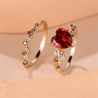 Buy golden-red Women&#39;s Zircon With Diamond Heart-shaped Ring