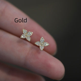 Buy gold Female S925 Silver Plating 14K Flower Modelling Earrings