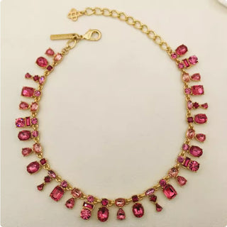 Buy rose-red Color Crystal Color Combination Light Luxury Niche Design Temperament High-grade Collar Bone Choker