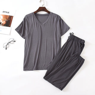 Buy dark-gray Men&#39;s Ice Silk Modal Short Sleeved Pants Set