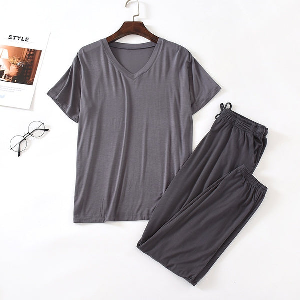 Men's Ice Silk Modal Short Sleeved Pants Set