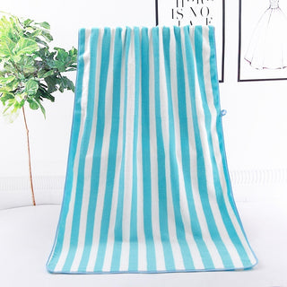 Warp Knitted Coral Velvet Wide Stripe Big Towel Wholesale Edging Bath Towel