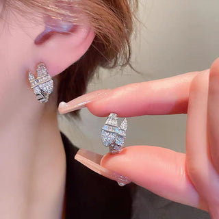 Buy silver-snake-stud-earrings Zircon Spirit Snake Earrings Advanced Design Sense Niche Temperament Female