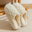 Unisex Home Fuzzy Winter Plush Anti-Skid Soft Soled Cotton Slippers