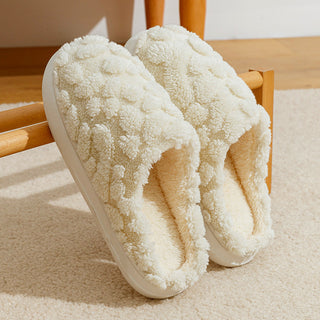 Buy beige Unisex Home Fuzzy Winter Plush Anti-Skid Soft Soled Cotton Slippers