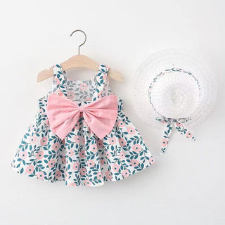 Summer New Baby Girl Print Bow Suspender Dress