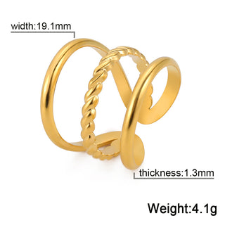 Buy gold Three-layer Medium Hemp Rope Women&#39;s Open Ring Geometry