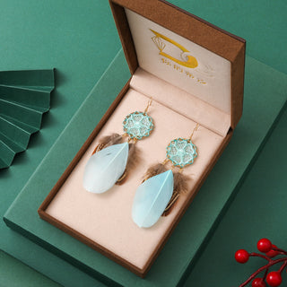 Buy dc13465-light-blue Women&#39;s Casual Versatile Feather Earrings