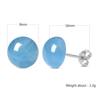 Buy 8mm-round Women&#39;s Natural Aquamarine Matching Ear Studs