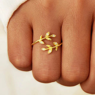 Buy t0280-yellow-gold Leaves Leaves Ring Opening Adjustable