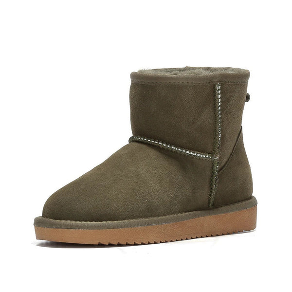 Women's Snow Short Flat Bottom Fleece-lined Cotton Boots