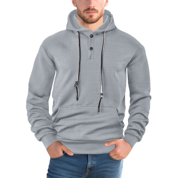 Men Pullover Solid Color Casual Sports Loose Long Sleeve Hooded Sweater