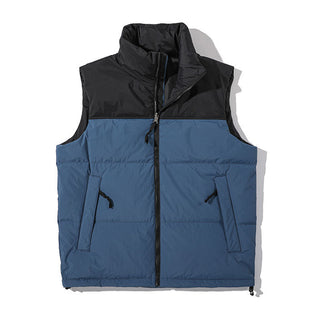 Buy blue New Color Matching Men&#39;s Down Leisure Vest Short