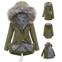 Women Parka Cotton-padded Mid-length Hooded Jacket: