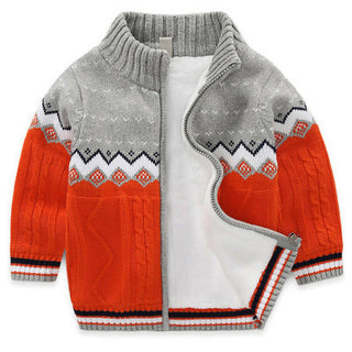 Buy orange Children&#39;s Plush Sweater Thick Knit Cardigan