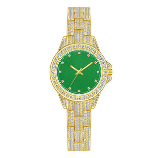 Buy gold-green Women&#39;s Fashion Temperament Full Diamond Watch