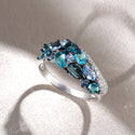 Women's Silver Inlay Sea Blue Zircon Ring