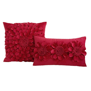 Buy red French Entry Lux Heavy Industry 3D Solid Color Pillowcase