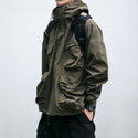 Men's Loose Three-dimensional Pocket Functional Windproof  Hooded Jacket