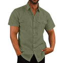 Men's Button Short Sleeve Double Pocket Shirt