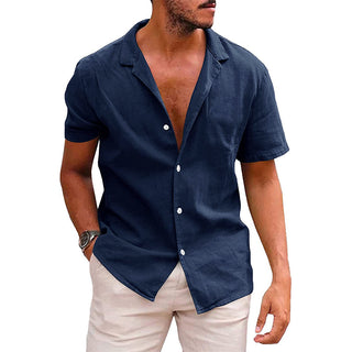 Buy navy-blue Men&#39;s Tops Casual Button Down Shirt