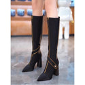 Front Zipper Pointed Toe Long Boots For Children