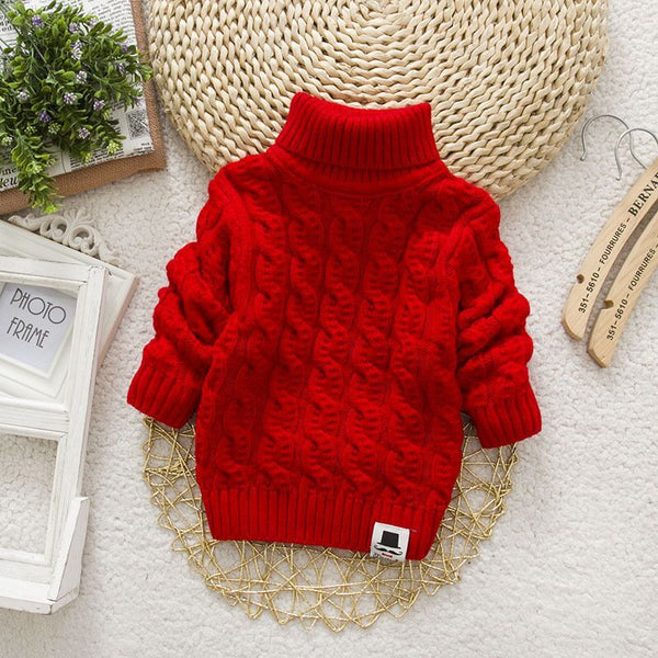 Plush Thick Knitted Fir Bottoming Shirt Baby Children Round Neck High