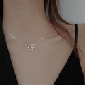 Mirror Stainless Steel Necklace Heart-to-heart Titanium Steel Double Hoop Pendant Clavicle Chain