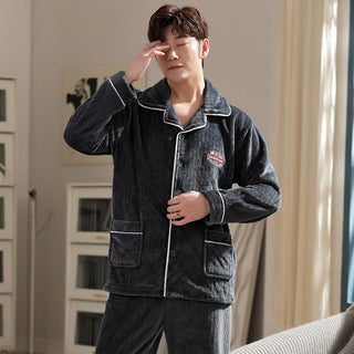 Buy ck206 Autumn And Winter Flannel Men&#39;s Pajamas Men&#39;s Lapel Cardigan