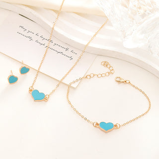 Buy ck0403-blue-set-of-4 Simple Love Jewelry Women&#39;s Fashion Necklace Suit Heart Jewelry Set Gift For Her Fashion Party Jewelry