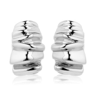 Buy silver European And American Wind Net Red Brass Striped Shell Thread Pleated Ear Studs