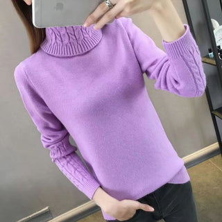 Buy purple Women&#39;s Turtleneck Sweater Pullover Thickened