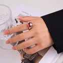 Affordable Luxury Fashion Red Crystal Cube Sugar Open Ring