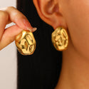 Exaggerated And Personalized C- Ring Flower Texture Earrings