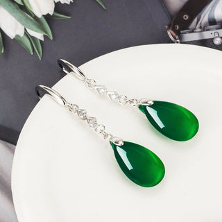 Buy agate-earrings Green Agate Drop-shaped Earrings For Women