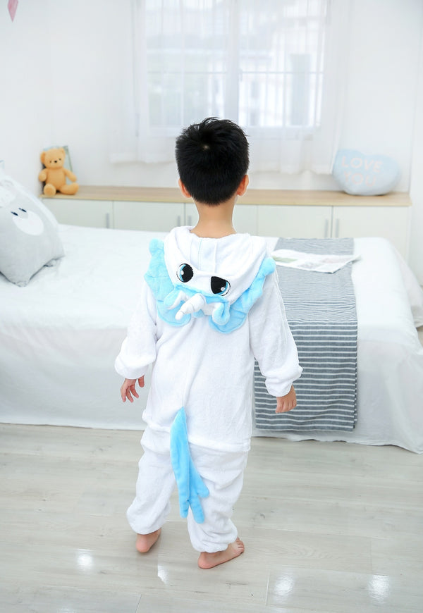 Cartoon One-piece Blue Autumn And Winter Flannel Animal Pajamas