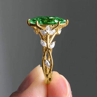 Buy t0284-green Zircon Ring Female Court Leaf Vine Design