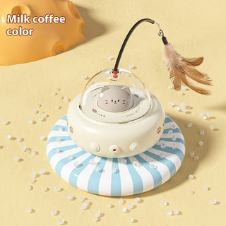 Buy milk-coffee-color Smart Teaser Cat Toy Electric UFO Cat Teaser Stick With Bell Training Pet Toys Replaceable Feather Interactive Cat Supplies Pet Supplies Pets Products