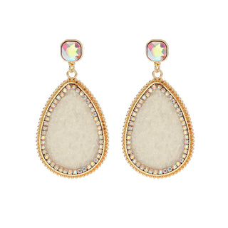 Buy champagne Creative Retro Alloy Diamond Colorful Crystals Earrings For Women