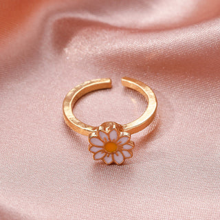 Buy yellow-small-flower Fashion Sweet Butterfly Love Spinning Ring