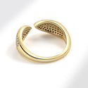 Simple Rhinestone 14K Gold Symmetrical Leaves Women's Ring