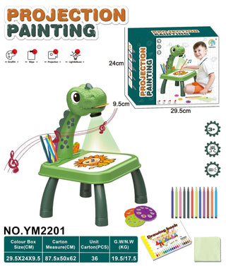 Buy tyrannosaurus-rex-green Children LED Projector Art Drawing Table Toys Painting Board Desk