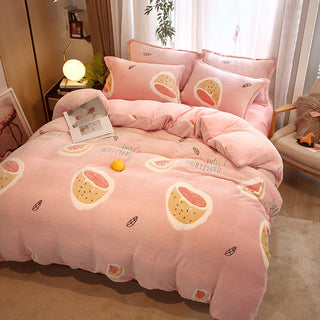 Buy large-grapefruit Milk Duvet Set Single Thickened Double Sided Duvet Cover