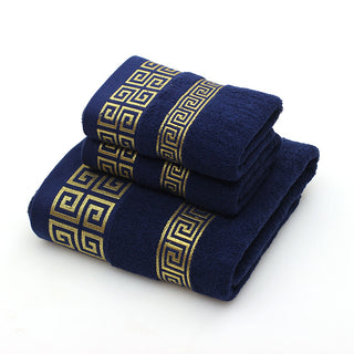 Buy dark-blue Three-piece Towels Set