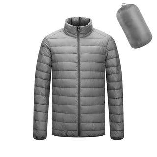 Buy standing-collar-light-gray Men&#39;s Lightweight Hooded Coat Winter Warm Solid Color Zipper Jacket