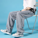 Men Casual Trousers Hip Hop Cargo Denim Pants With Zipper