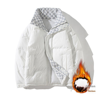 Buy white Stand-up Collar Cotton-padded Coat Men&#39;s Winter Windproof