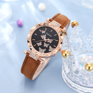 Buy brown Women&#39;s Fashion Simple Butterfly Digital Belt Watch