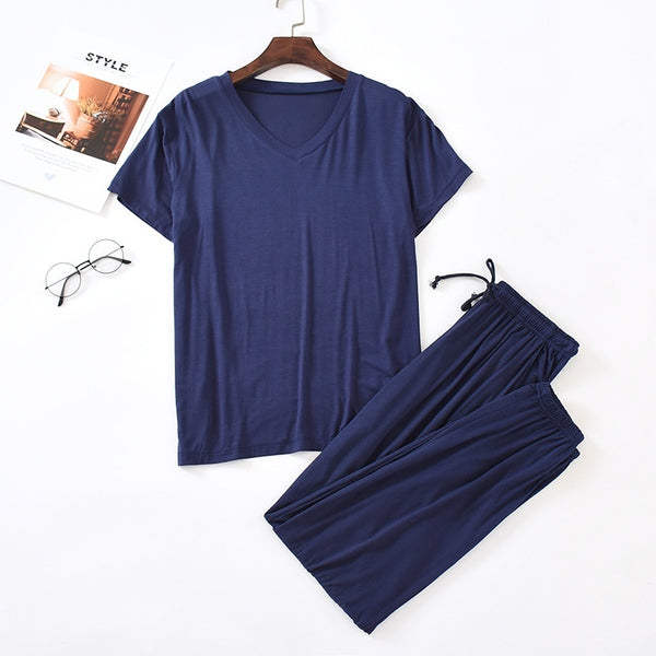 Men's Ice Silk Modal Short Sleeved Pants Set