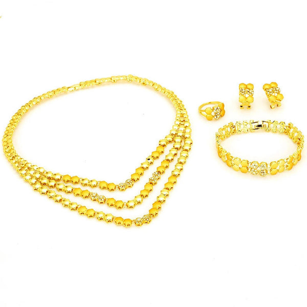 Dubai Jewelry Set Women's Gold Necklace Earrings